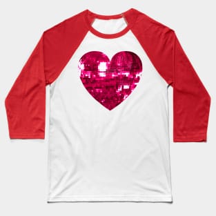 Pink Disco Ball Heart Baseball T-Shirt